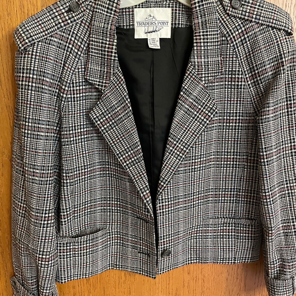 Women's Black and White Plaid Jacket